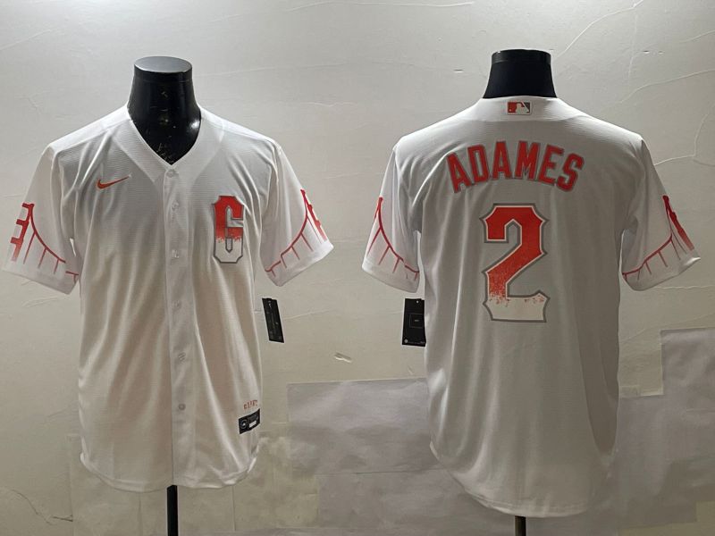 Men San Francisco Giants #2 Adames White City Edition Nike 2025 MLB Jersey style 2->san diego padres->MLB Jersey